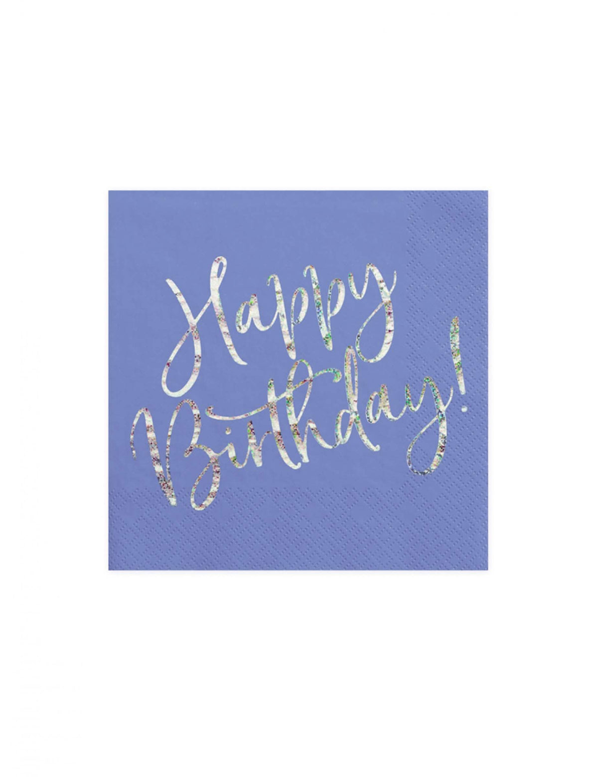 Serviettes en papier Happy Birthday iridescent pour anniversaire bleu lavande