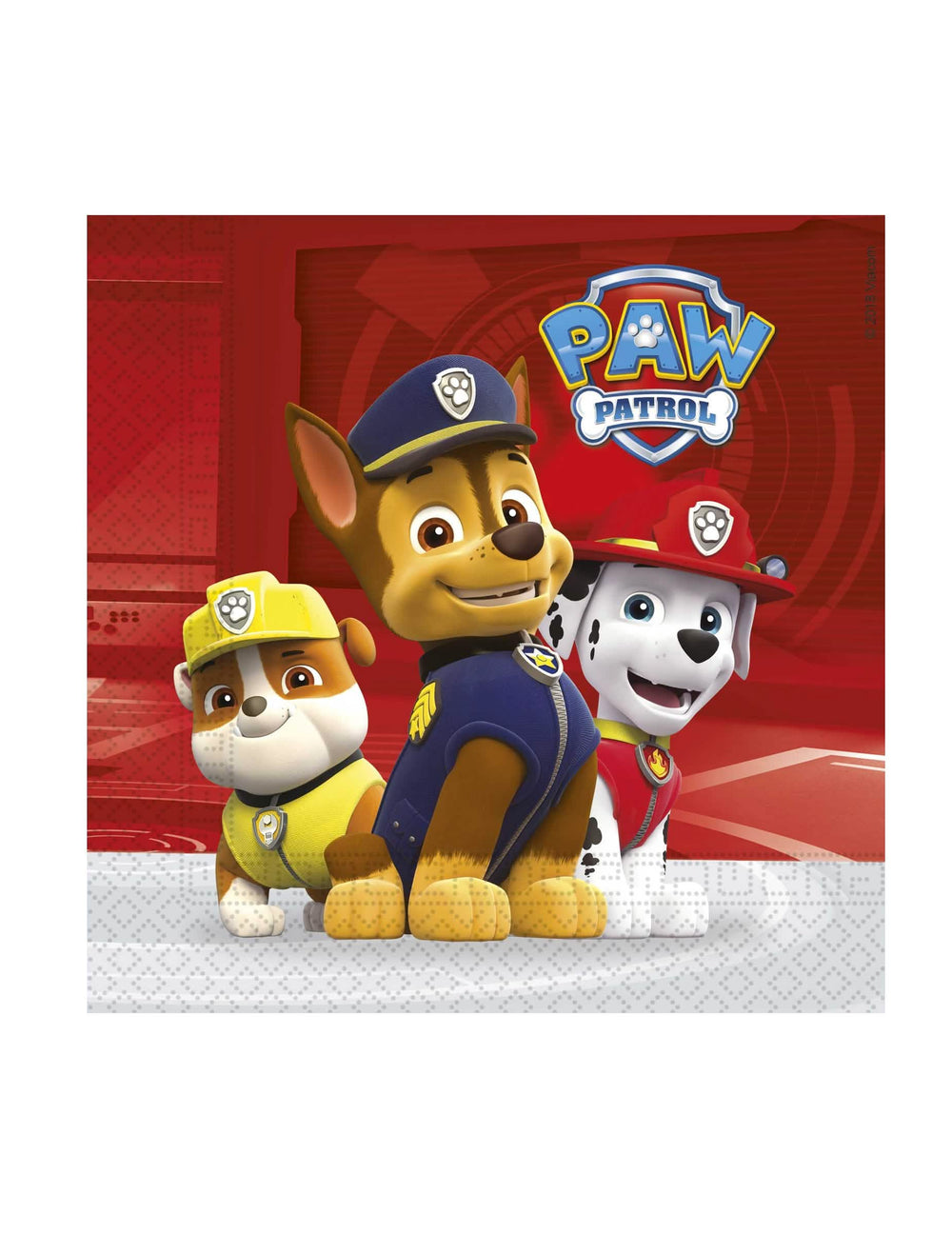 Servietten Paw Patrol bereit für die Action für Kinder rot mit Chase Marcus und Ruben