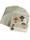Serviettes en papier Pirate au trésor pour enfant beige avec illustrations de pirates et perroquet