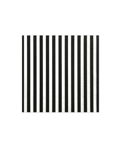 Serviettes en papier rayées pour fête noires et blanches