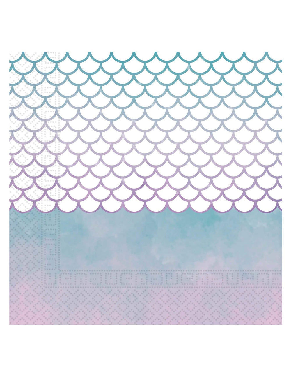 Serviettes en papier sirène élégante bleues et mauves motifs écailles