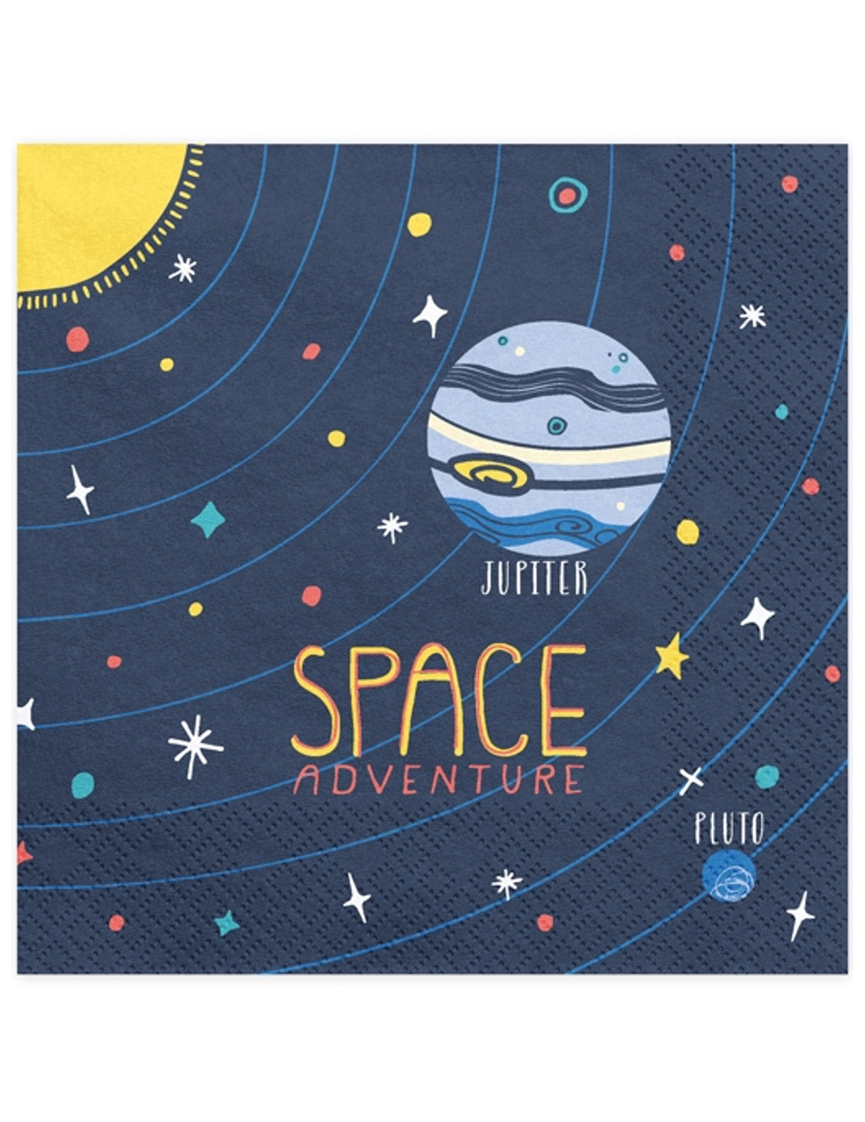 Serviettes en papier Space Adventure pour fête bleues avec planètes et étoiles