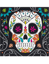 Serviettes en papier tête de mort Day of the Dead pour fête multicolores sur fond noir