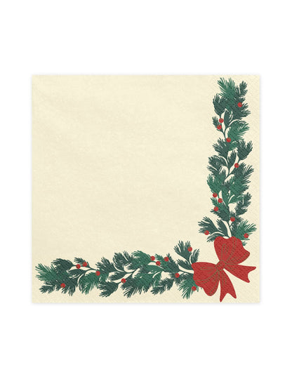 Weihnachtliche Papierservietten Girlande Beige 20 Stück