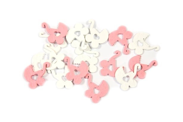 Confettis de table landau bébé pour baptême rose et blanc