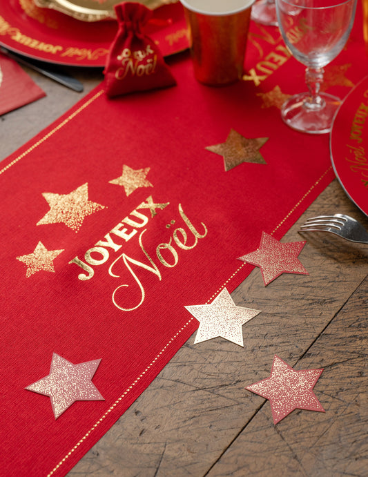 25 Streudekorationen Funkelnde Weihnachten rot & gold 6,5 x 6,2 cm