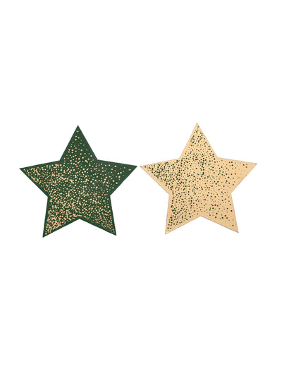 25-teiliges Weihnachts-Deko-Set Funkelnde Sterne Grün & Gold 6,5 x 6,2 cm