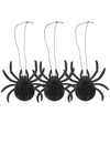 3er-Set Halloween-Spinnen aus schwarzem Wabenpapier mit Glitzer 14x12x6 cm