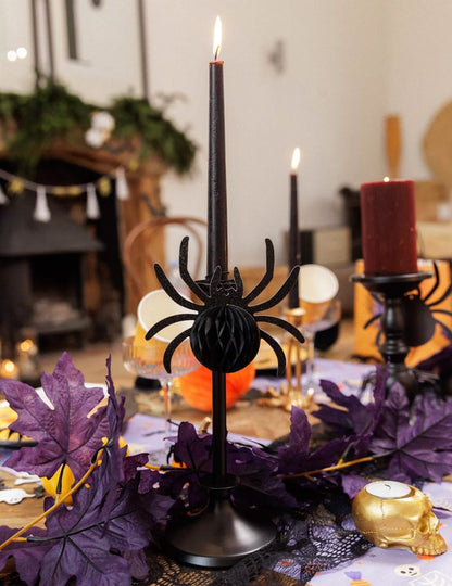 3er-Set Halloween-Spinnen aus schwarzem Wabenpapier mit Glitzer 14x12x6 cm