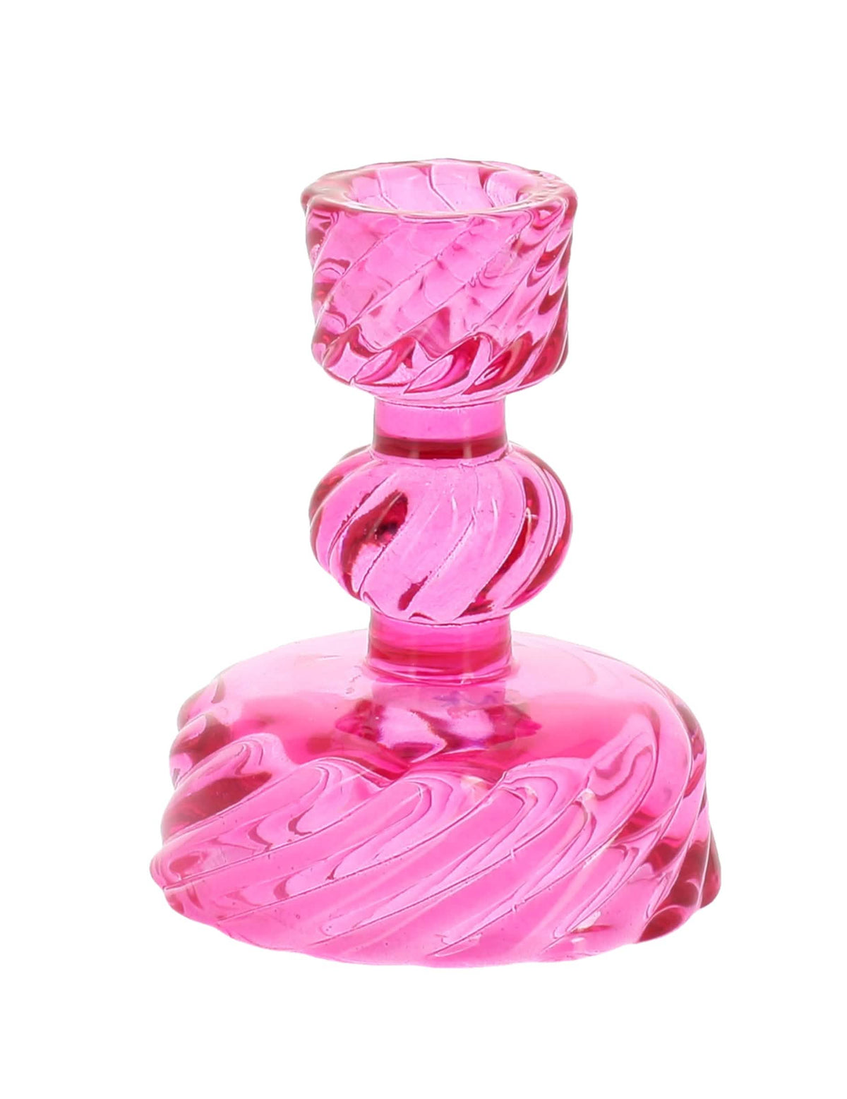 3 Glas-Kerzenständer in Rosa, Gelb und Orange