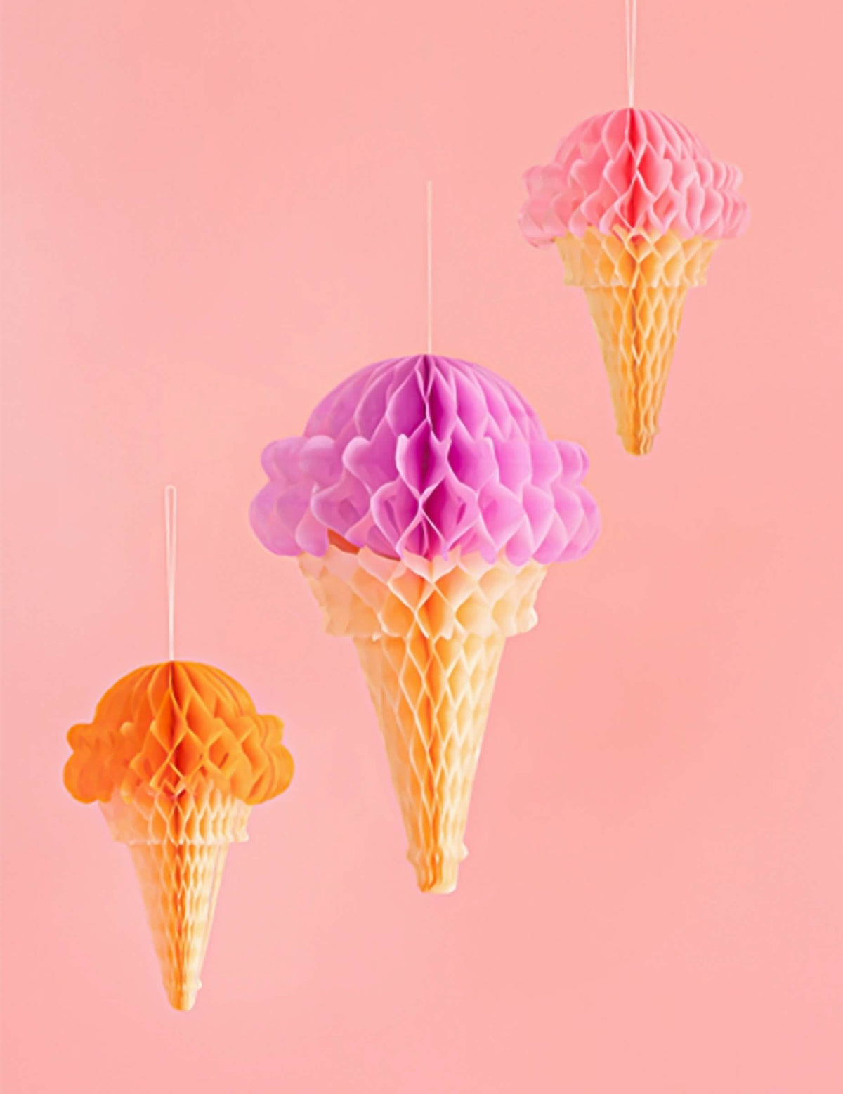 3 Waben-Eiswaffeln HÃ¤ngedekoration 20 bis 30 cm