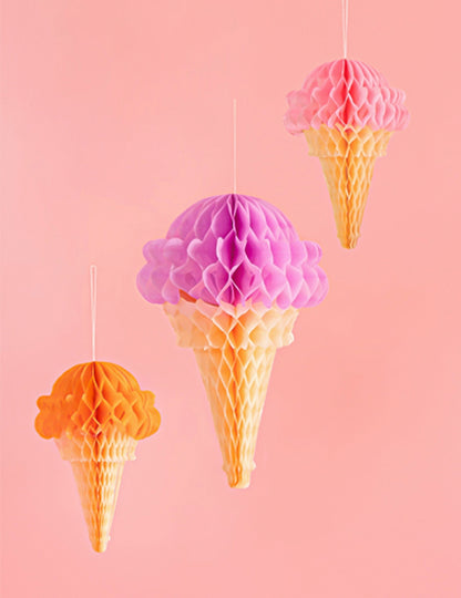 3 Waben-Eiswaffeln HÃ¤ngedekoration 20 bis 30 cm