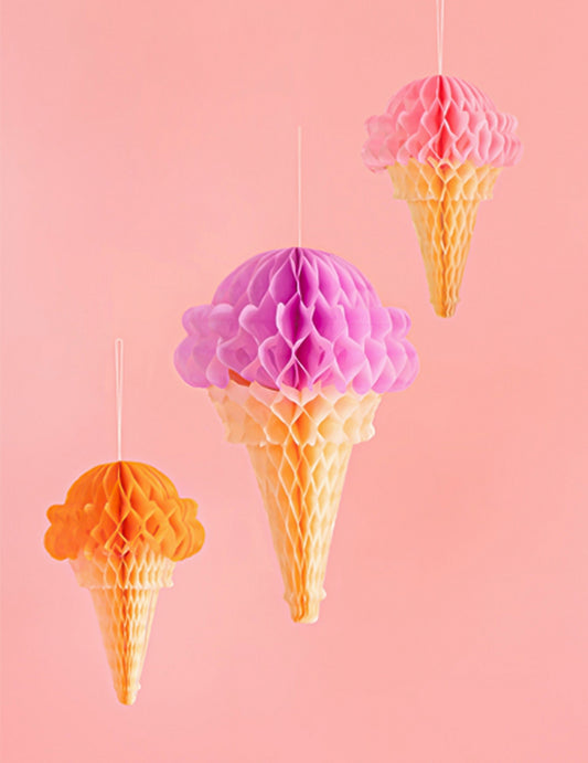 3 Waben-Eiswaffeln HÃ¤ngedekoration 20 bis 30 cm