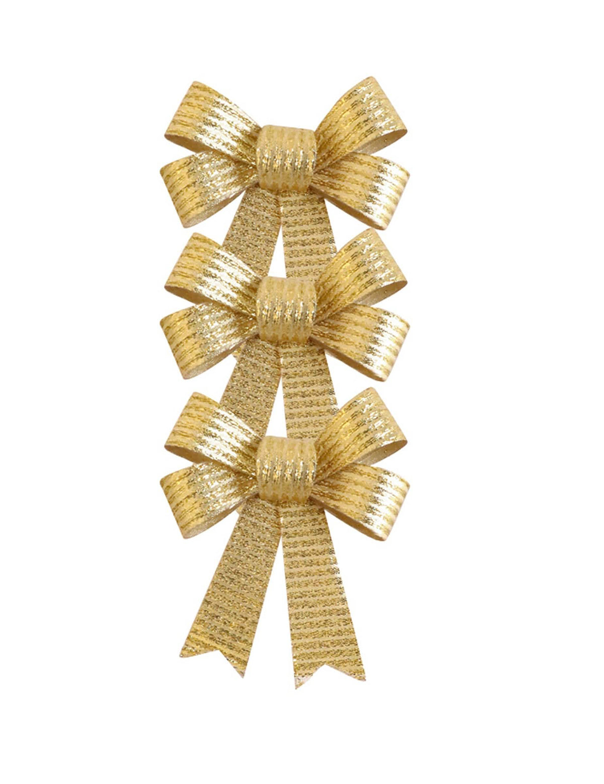 3 Nœuds dorés brillants pour décoration couleur or pailleté