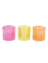 3 Photophore aus rosa, orangefarbenem und gelbem Glas, 7,5 cm