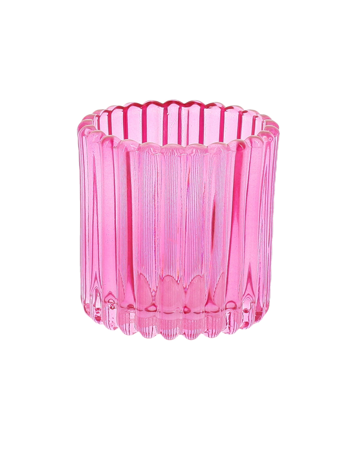 3 Windlichter aus Glas in Rosa, Orange und Gelb