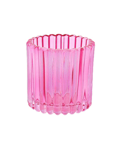 3 Photophore aus rosa, orangefarbenem und gelbem Glas, 7,5 cm