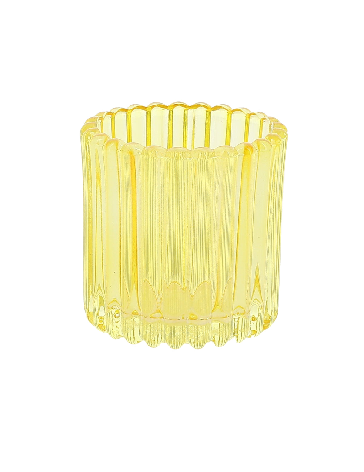 3 Windlichter aus Glas in Rosa, Orange und Gelb