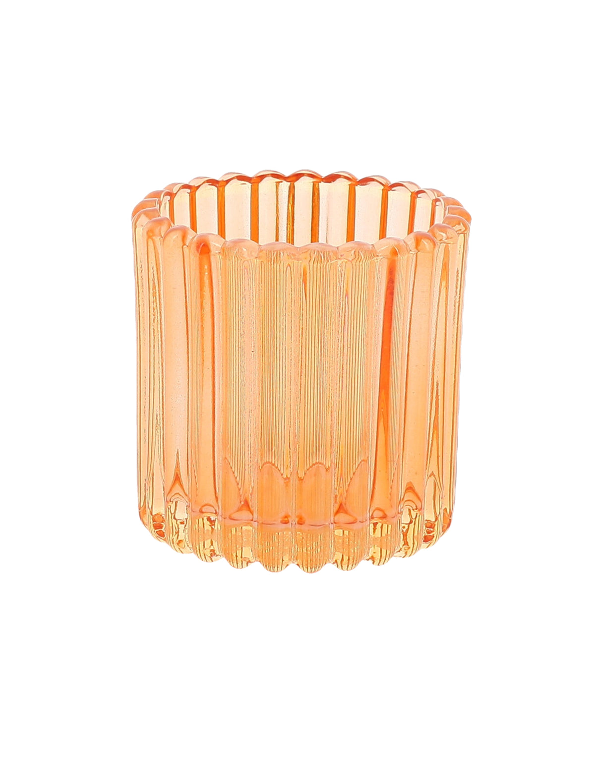 3 Windlichter aus Glas in Rosa, Orange und Gelb