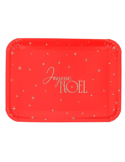 3 Serviertabletts Frohe Weihnachten aus Pappe Rot & Gold 35 x 25,5 cm