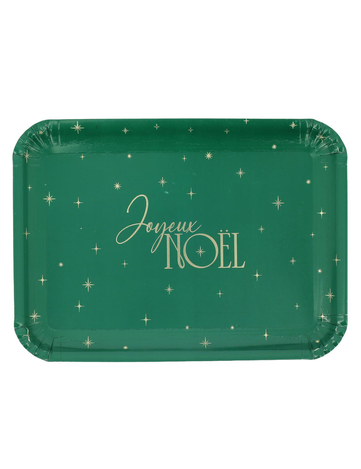 3 Serviertabletts Frohe Weihnachten aus Pappe Grün & Gold 35 x 25,5 cm