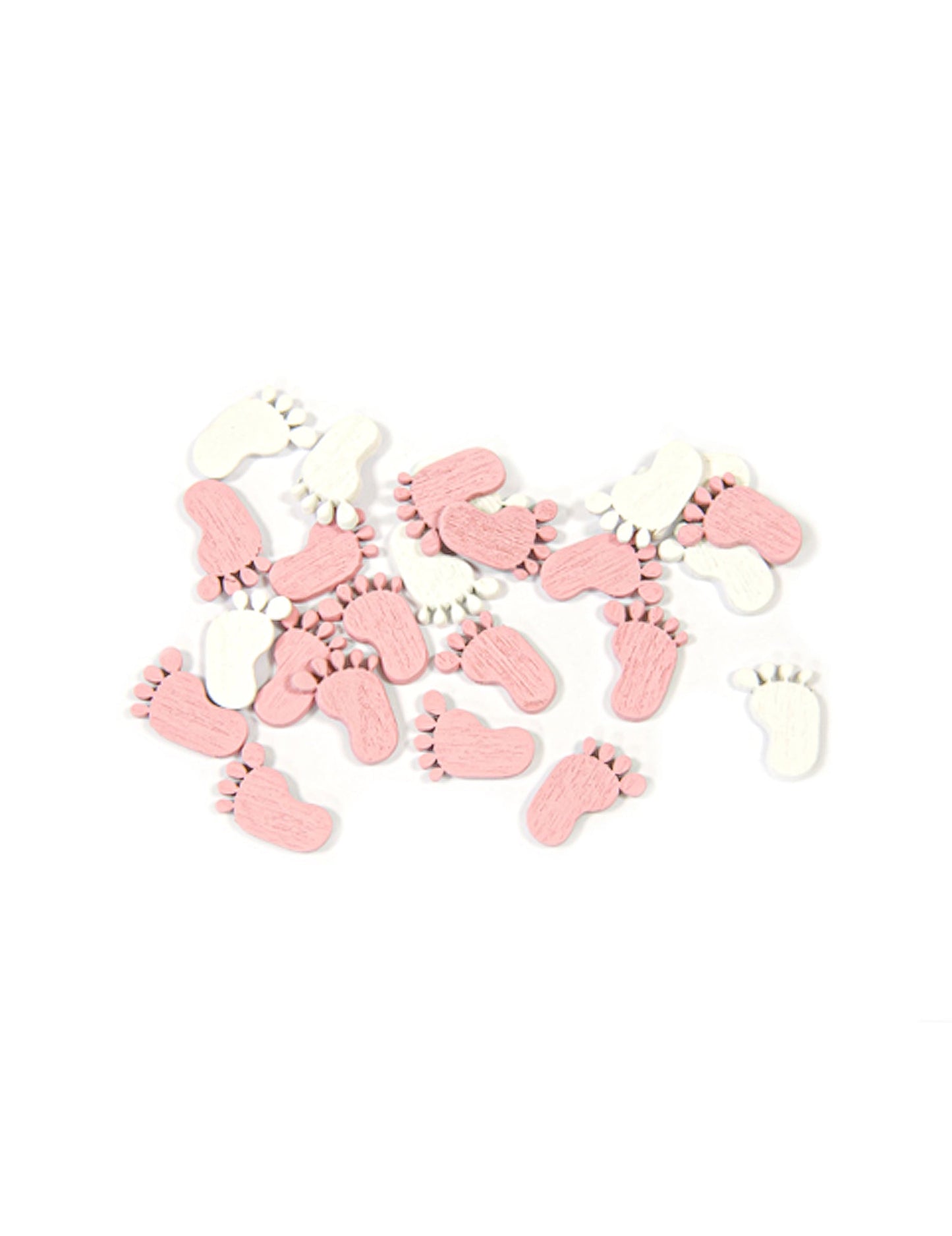 Confettis de table pieds de bébé pour baby shower rose et blanc