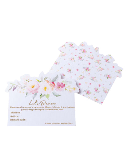 Cartes aquarelle Let's Dance pour animation mariage motif floral rose avec dorure