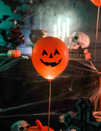 LED Kürbis-Ballons Halloween Raumdekoration orange-schwarz 27,5 cm