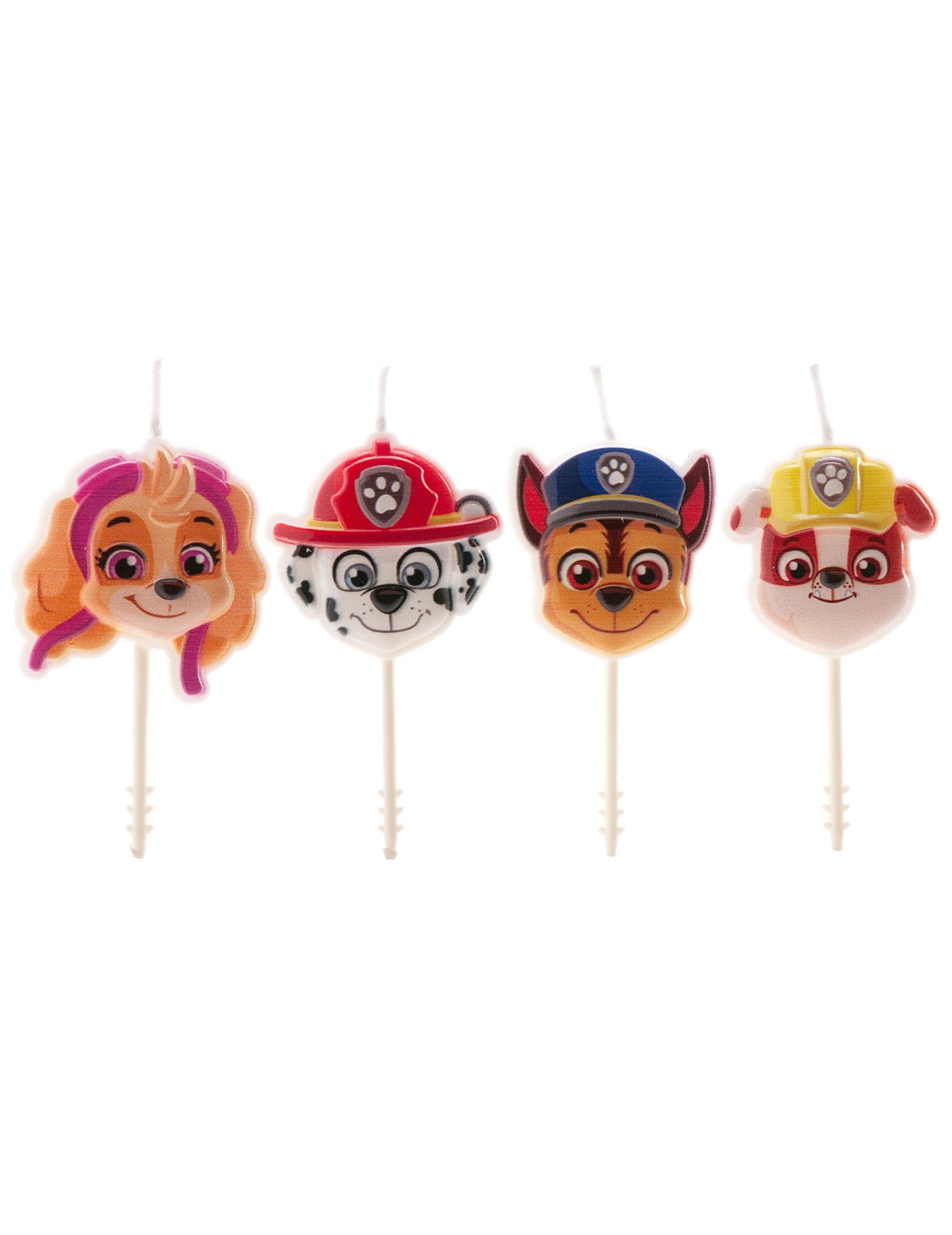 Bougies d'anniversaire Pat' Patrouille pour enfant lot de 4 personnages multicolores