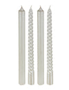 Lot de 4 bougies chandelles de fête pour décoration blanches et paillettes torsadées