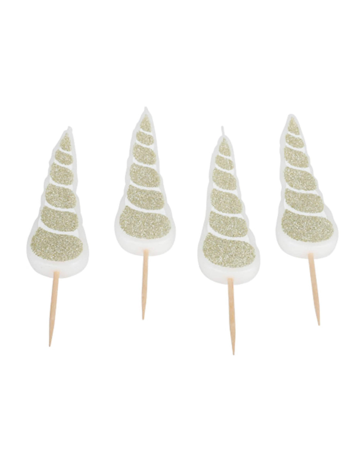 4 bougies corne de licorne pour fête paillettes champagne