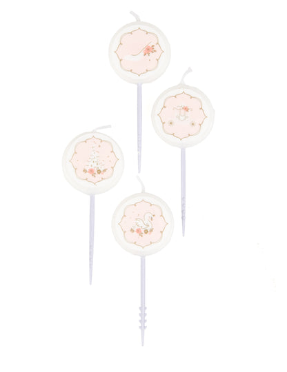 Bougies pour gâteau petite princesse pour enfant roses lot de 4