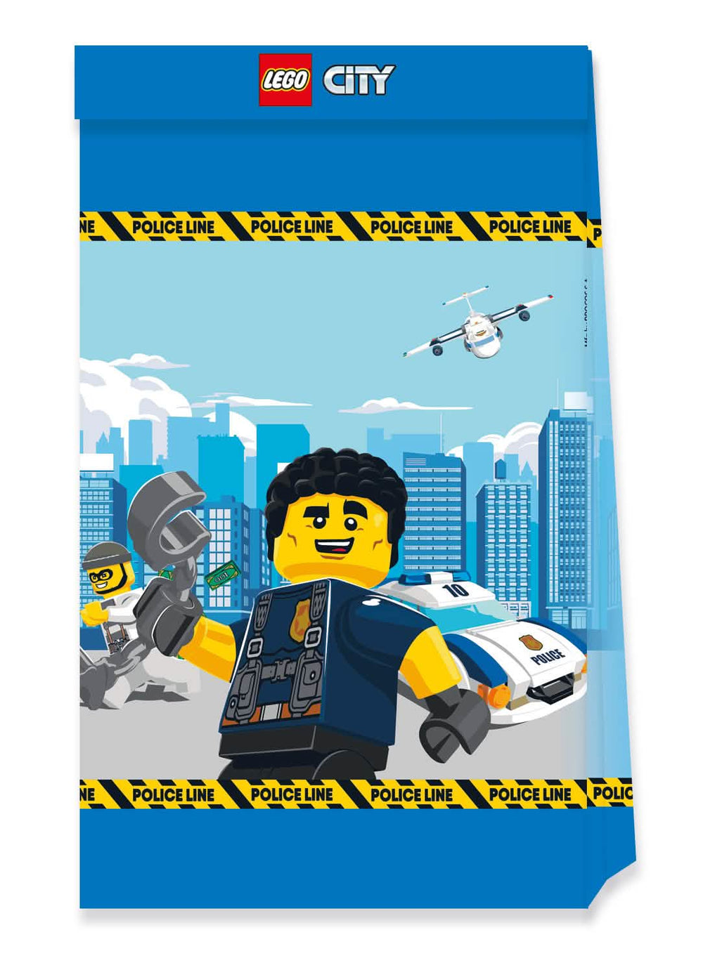 Papier-Geschenktüten für die Party Lego City für Kinder blau mit Polizeidekor