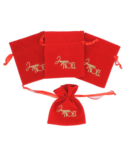 4 Geschenksäckchen Frohe Weihnachten Samt Rot & Gold 9,5 x 11,5 cm