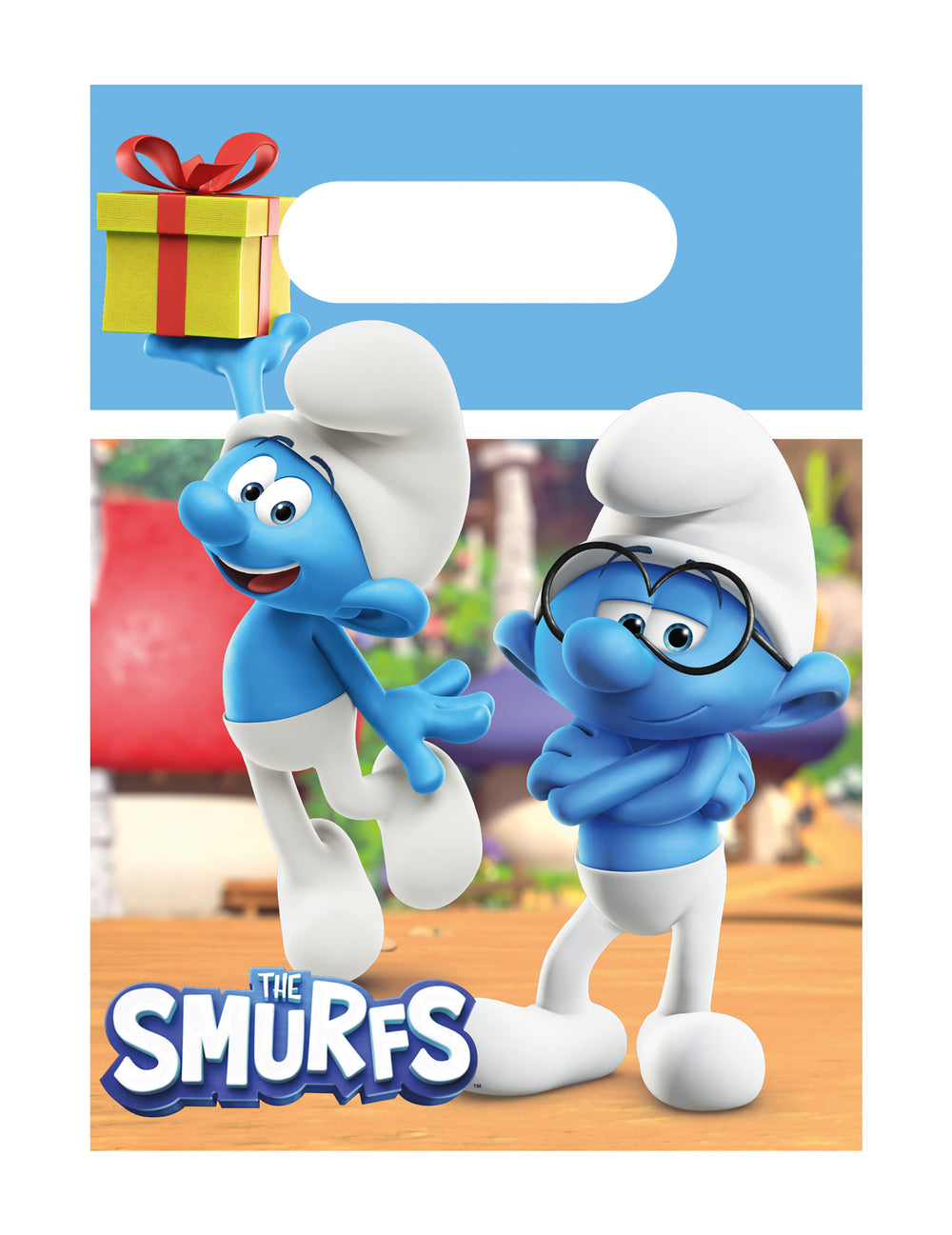 Sacs cadeaux papier Schtroumpf pour enfant bleu