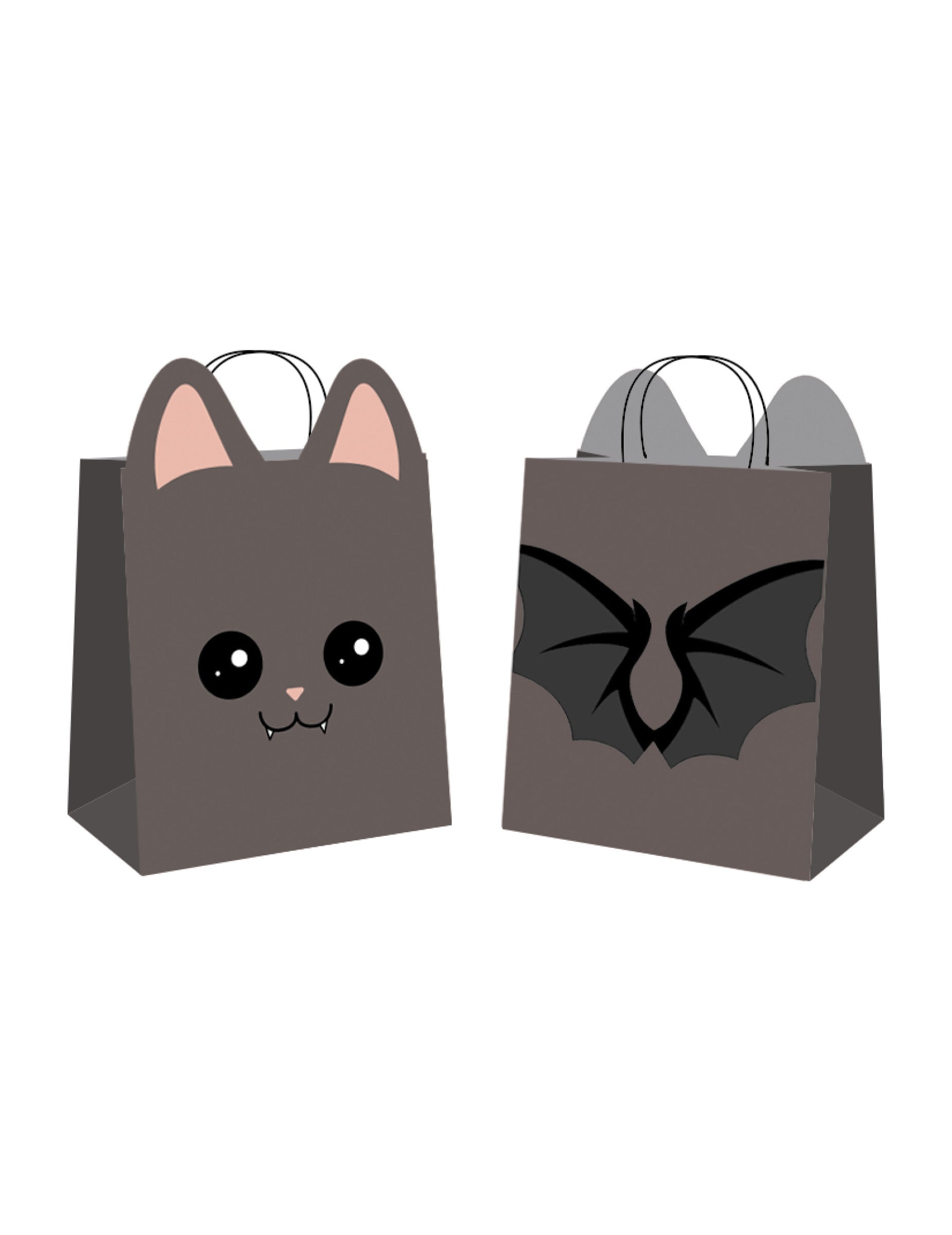 Sacs en papier chauve-souris pour bonbons noires avec oreilles et ailes