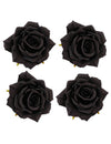 4 kÃ¼nstliche RosenblÃ¼ten schwarz 9,5 x 5,5 cm