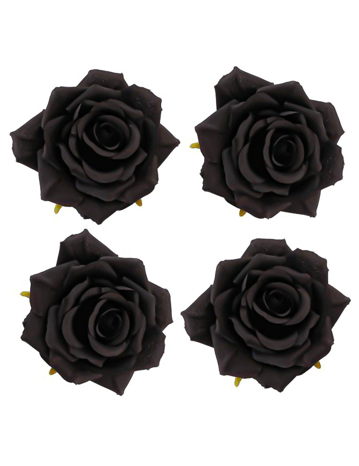 4 kÃ¼nstliche RosenblÃ¼ten schwarz 9,5 x 5,5 cm
