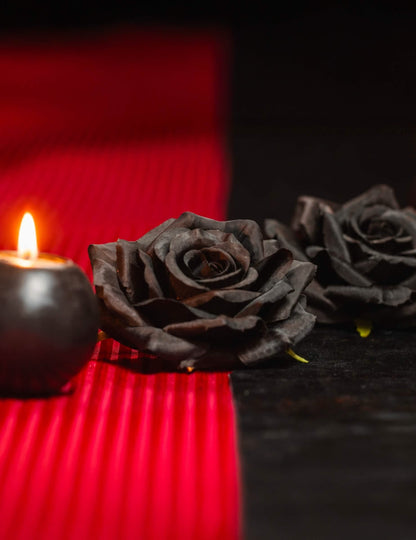 4 kÃ¼nstliche RosenblÃ¼ten schwarz 9,5 x 5,5 cm