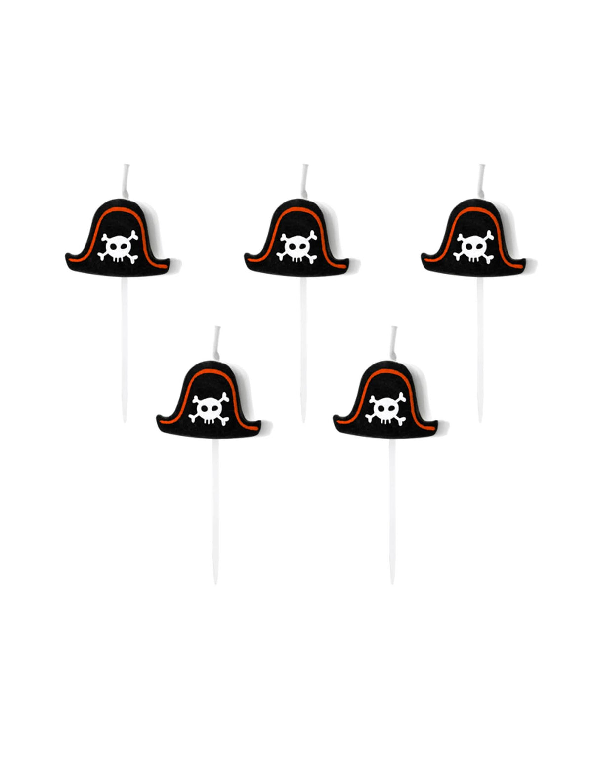 Mise en situation des bougies d'anniversaire sur pic chapeaux pirates