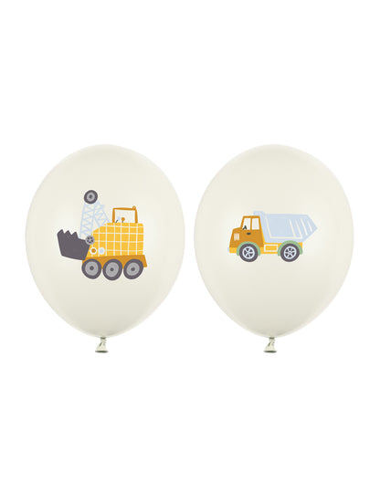 50 Latexballons Baufahrzeuge 30 cm