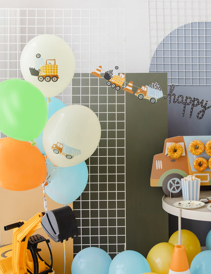 50 Latexballons Baufahrzeuge 30 cm