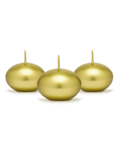 50 Schwimmende Diskus-Kerzen Gold-Metallic 40 mm