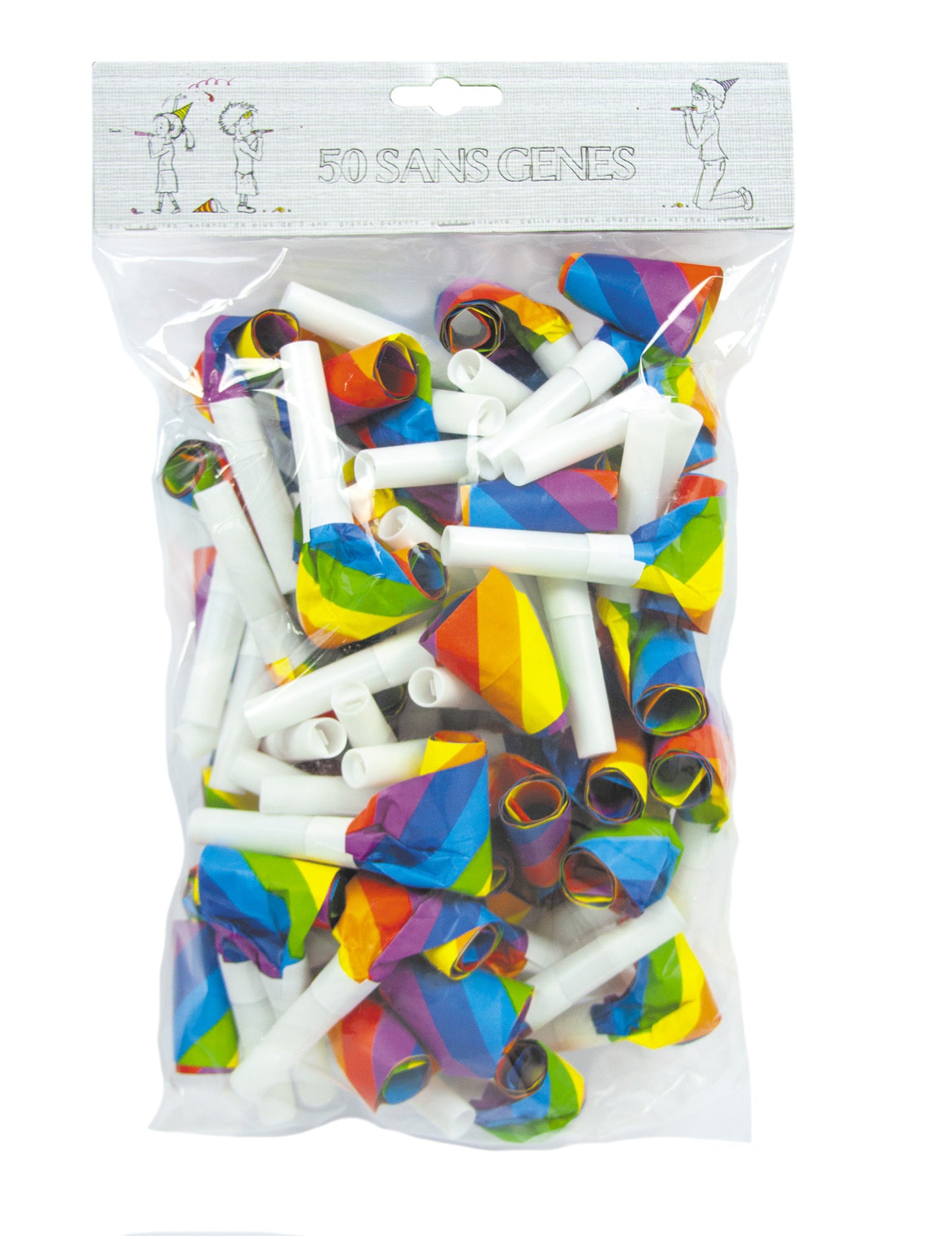 Sachet de 50 unités du sans-gênes multicolores pour fête arc-en-ciel