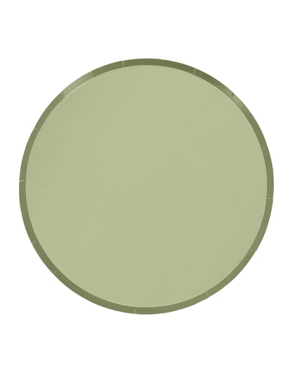 Assiettes en carton bi-color pour fête vert de gris et vert sauge
