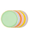 6 Pastellfarbene Einwegteller mit Goldrand 21 cm