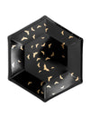 Assiettes en carton chauves-souris noires et dorées hexagonales