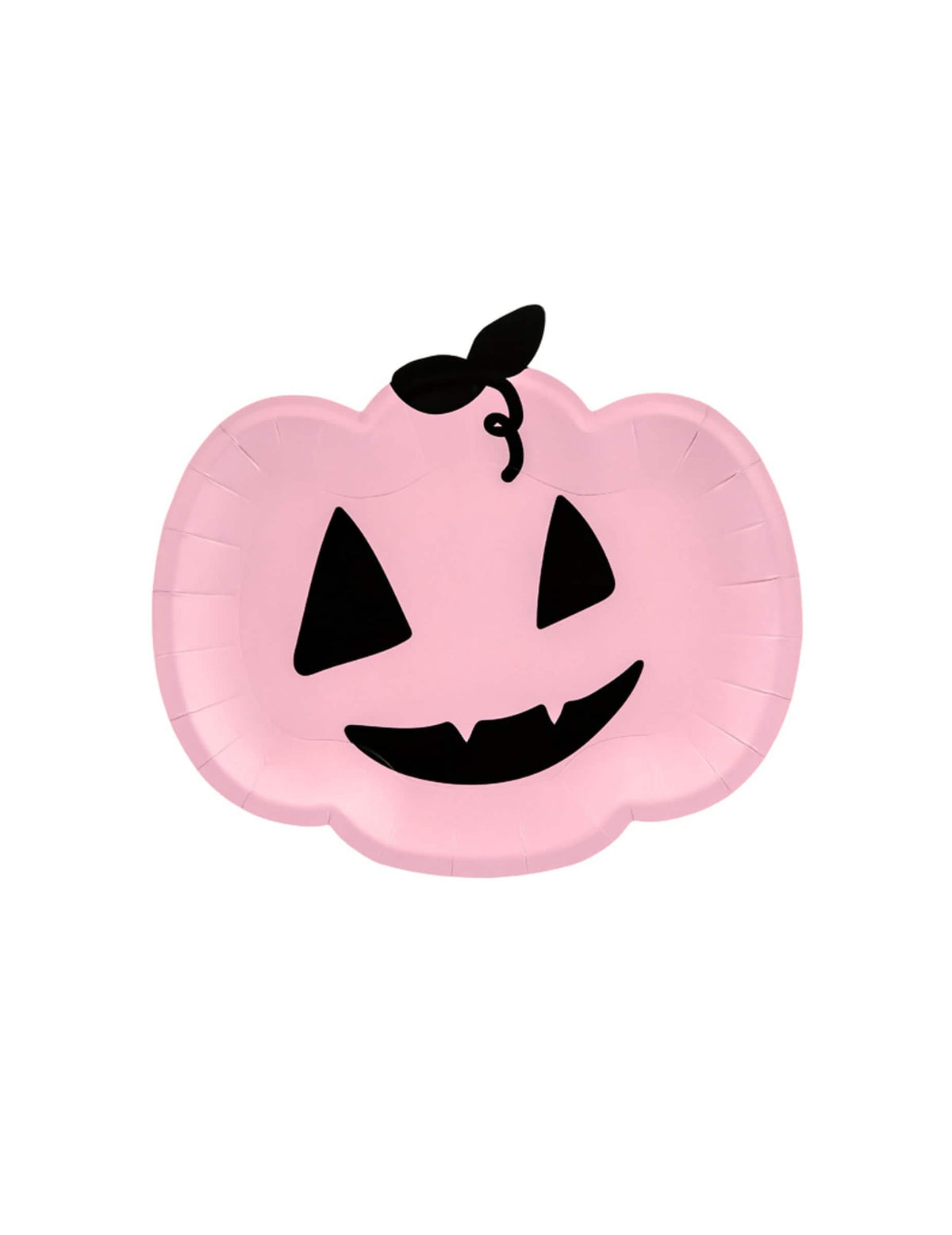Assiettes en carton citrouille pour Halloween rose et noire souriante