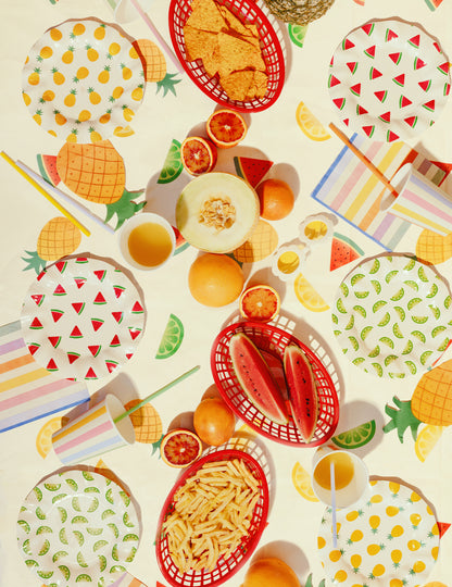 6 Sommerliche Obst-Teller aus Pappe 20,5 cm