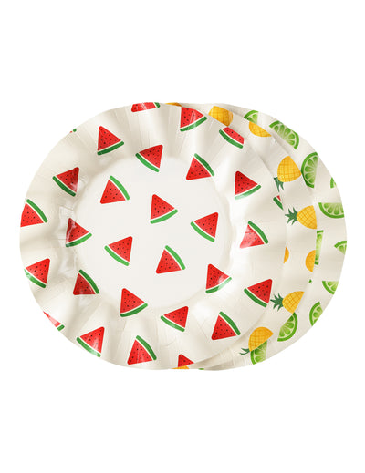 6 Sommerliche Obst-Teller aus Pappe 20,5 cm